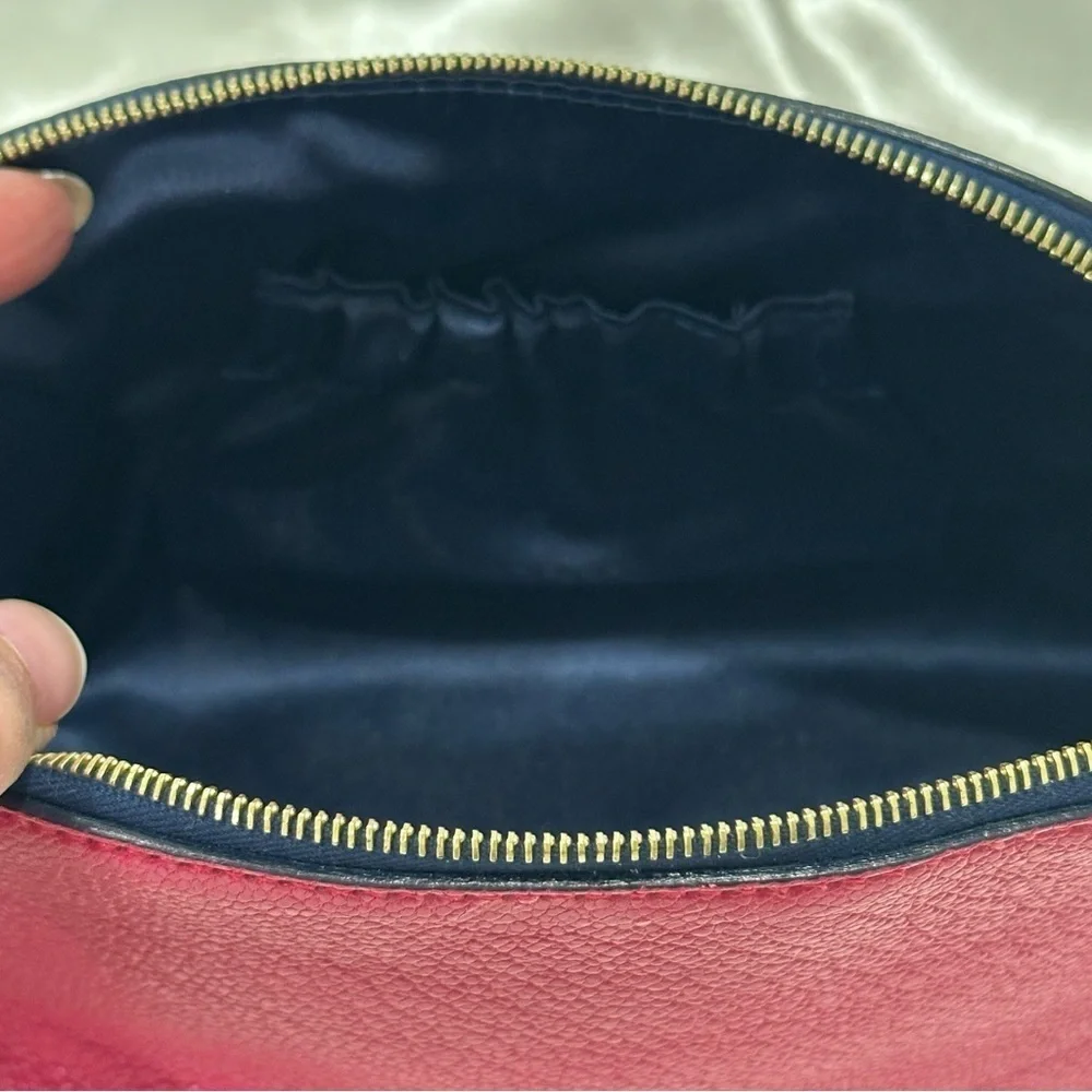 Smythson Of Bond St Cosmetic Case Panama Leather Fuschia Pink Gold Travel Chic
